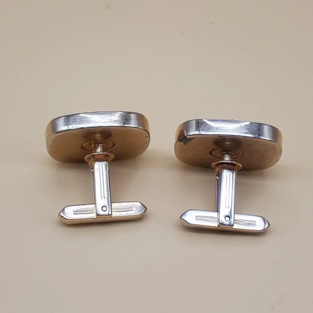 Vtg Hickok White Enamel On Black Elephant Cuff Links‎ Political Party Goldtone